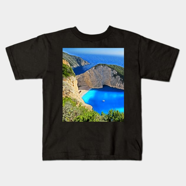 Hills in the ocean Kids T-Shirt by evokearo